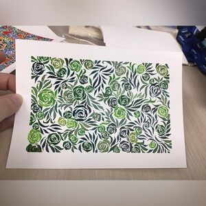 Original Floral India Ink Drawing